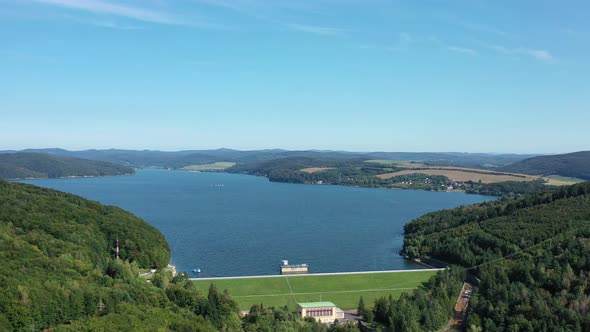 Aerial view of Velka Domasa water reservoir in Slovakia