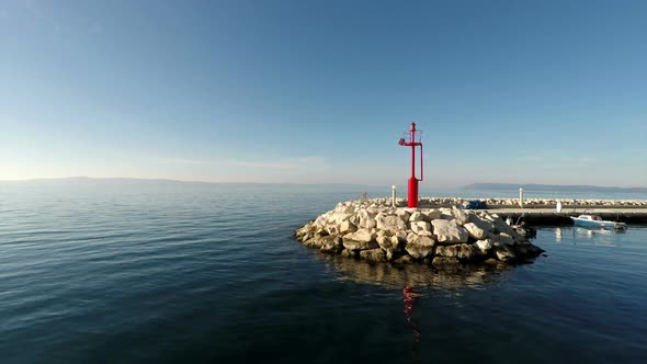 Port Entrance With Red Beacon