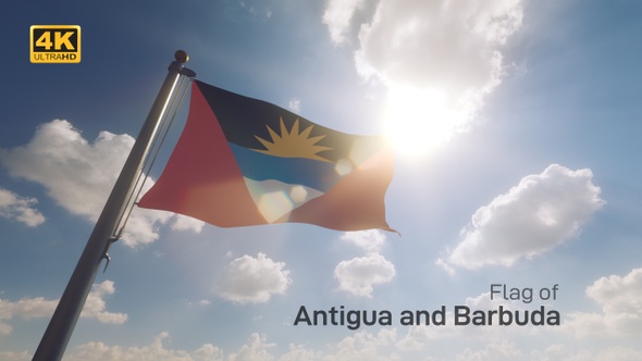 Antigua and Barbuda Flag on a Flagpole V2 - 4K