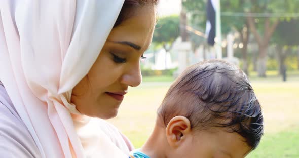 Mother and son at the park