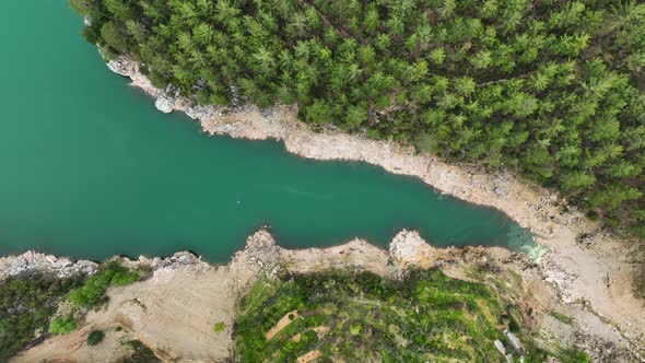 Mountain river high in the mountains Aerial View 4 K