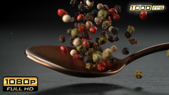 Colorful Pepper on Copper Tablespoon