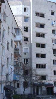 Vertical Video of a Destroyed Building in Borodyanka Ukraine