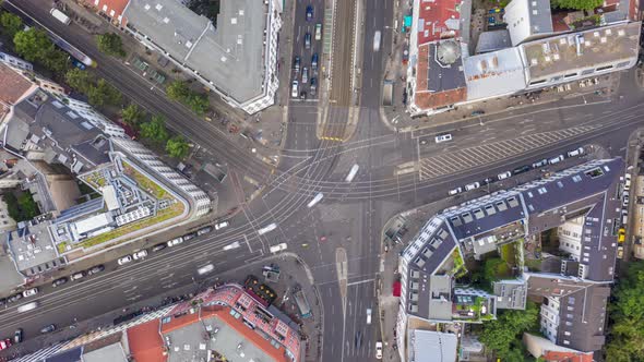 AERIAL: Beautiful Daylight Drone Hyperlapse, Motion Time Lapse Above Berlin Rosenthaler Platz City