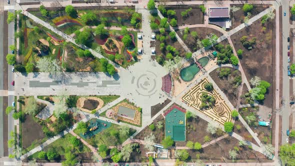 Aerial View. Modern Park in Summer