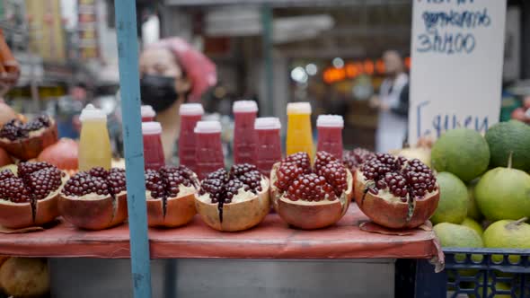 Pomegranate Fruits In Stall Market At The Street Of Chinatown In Bangkok Thailand