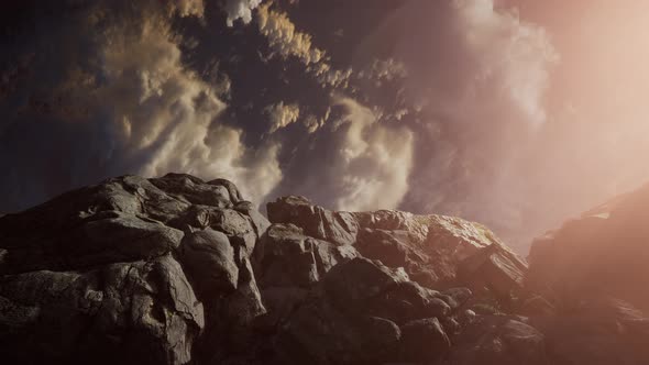 Beautiful View Above Cloudscape and Mountains