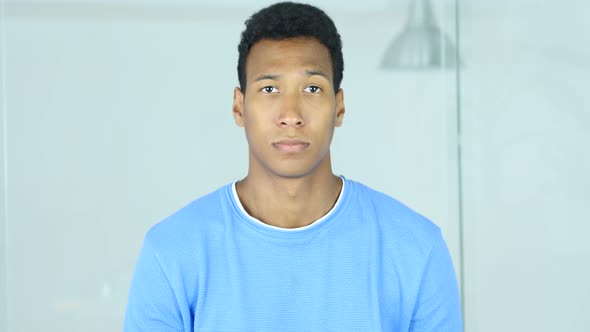 Portrait of Serious Afro-American Man