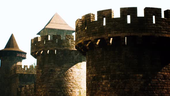 Old Castle Walls at the Sunset