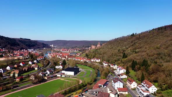 Wertheim with castle at Main and Tauber river estuary, Germany