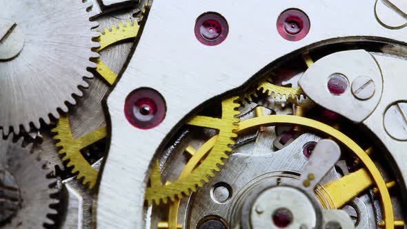 Vintage Watch Movement. Close Up.