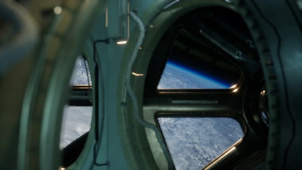 Cockpit View From International Space Station Operating Nearby of Planet Earth alt