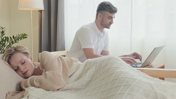 Caucasian Couple in Hotel Room on Vacation