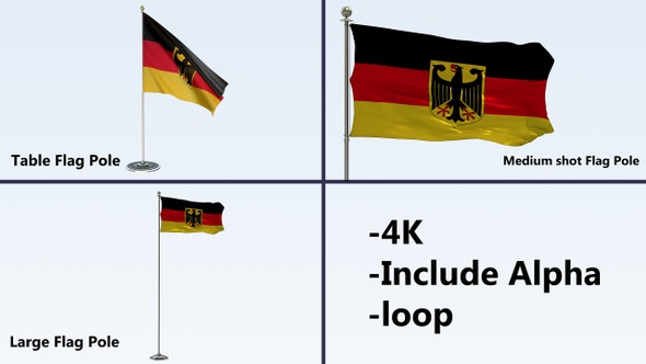 Germany Flag Pole Pack 4k-Loop