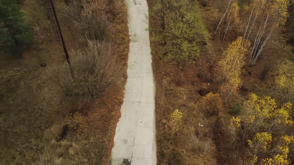 Aerial View of Old Destroyed Road in Countryside