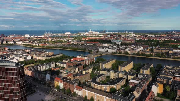 Aerial View Of Copenhagen City With Sortedams So, Artificial Lake In Denmark.