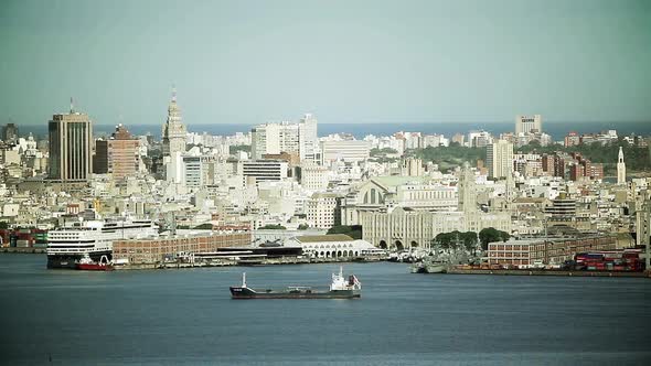 Skyline of Montevideo Uruguay from the Cerro de Montevideo, Uruguay, South America.