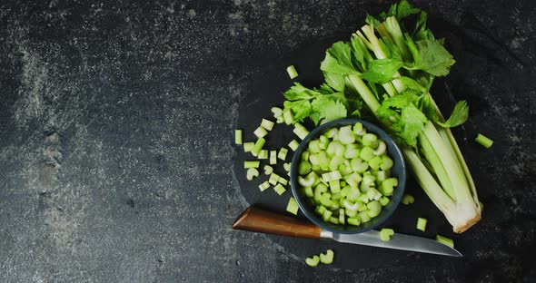 The Falling Pieces of Celery on a Plate. 