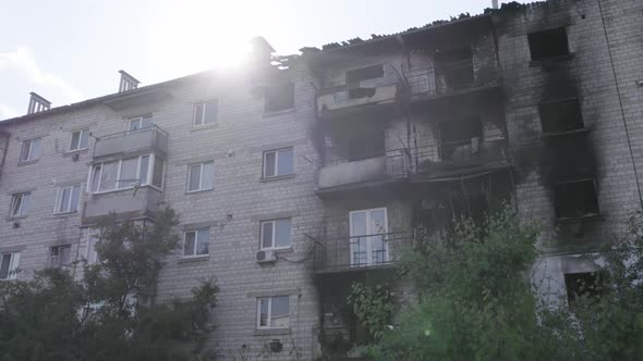 A Building Bombed During the War in Makariv Ukraine