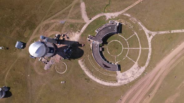 Top View of the Observatory Dome with Old Building