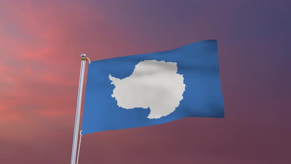 Flag Of Antarctica Waving 4k