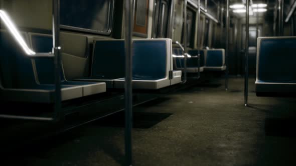 Inside of New York Subway Empty Car