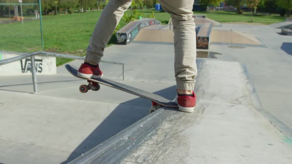 Skateboarder performing the Crooked Grind trick