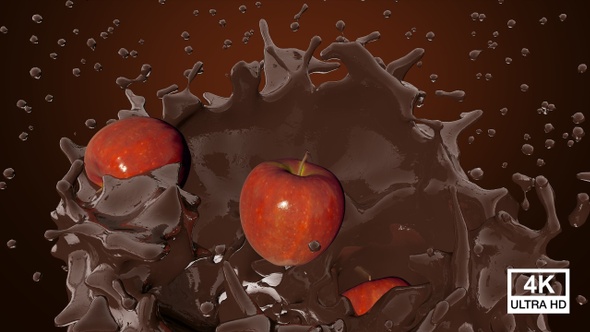 Big Chocolate Splash With Apples 4K