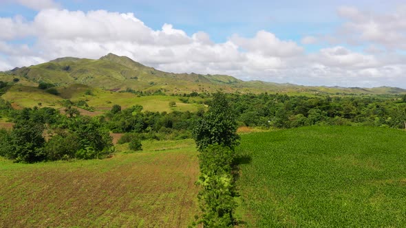 Beautiful Landscape on the Island of Luzon, Aerial View. Green Hills and Mountains