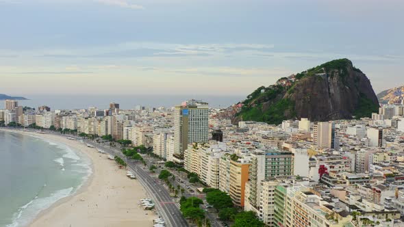 Arial shot over Rio De Janeiro in the early morning