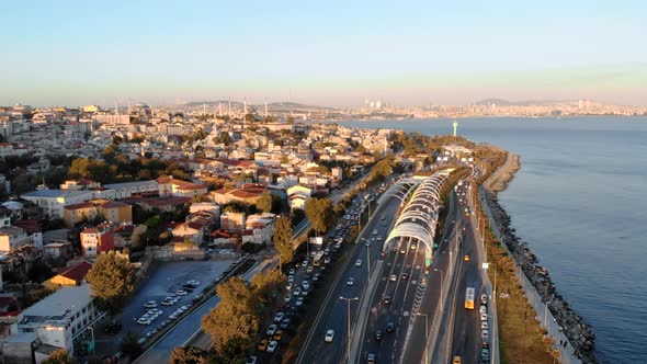 4K Aerial view of Istanbul city - Eurasia Tunnel - Hagia mosque