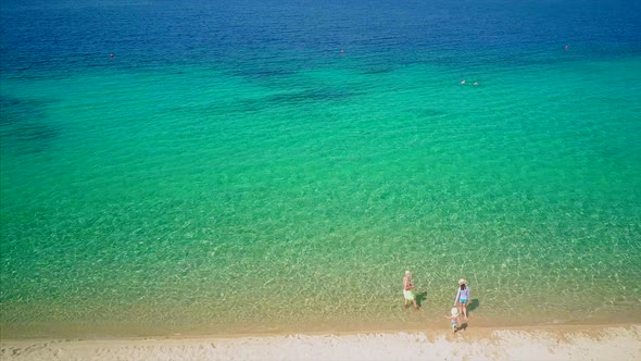 Beautiful beach with family 