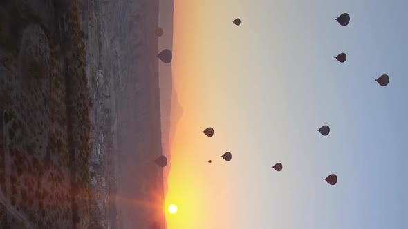 Vertical Video  Balloons in Cappadocia Turkey