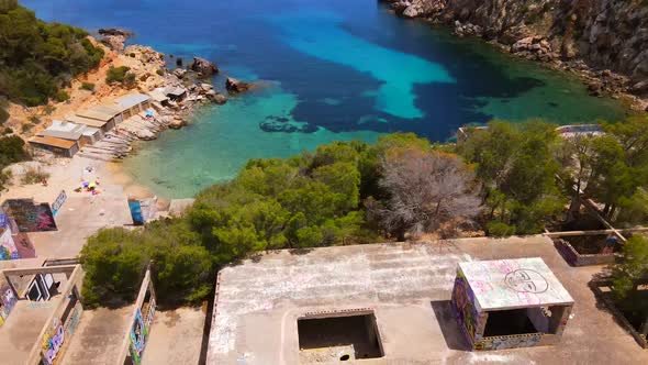 Cala d'en Serra beach in Ibiza, Spain