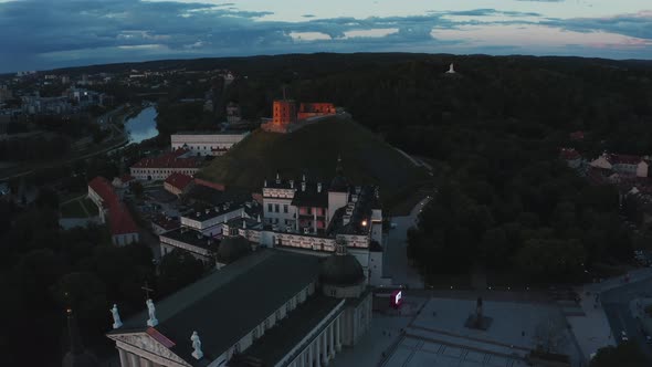 Aerial view of Old Town in Vilnius, capital city of Lithuania. Gediminas avenue