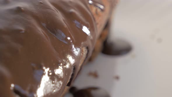 Chocolate cake glaze  on top 4K 3840X2160 UltraHD footage - Adding melted chocolate on top of tasty 