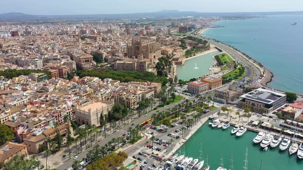 Aerial Drone Video Footage of Marina Palma De Mallorca