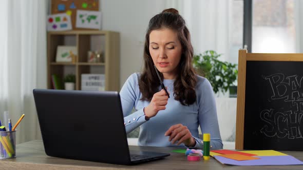 Teacher Having Online Class of Arts and Crafts