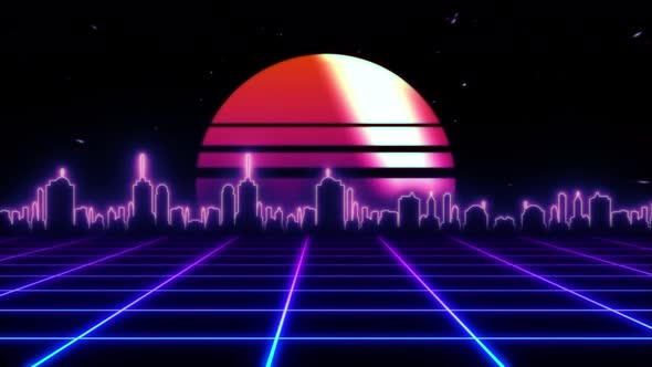 Retro Futuristic Scifi Night City Seamless Loop