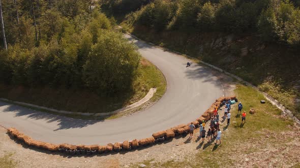 Aerial view of people racing at Transylvania Downhill