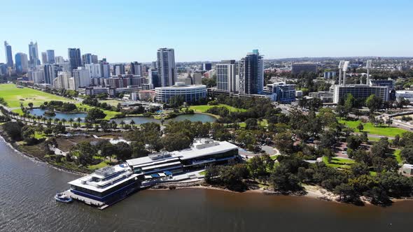 Aerial View of a Riverside City in Australia