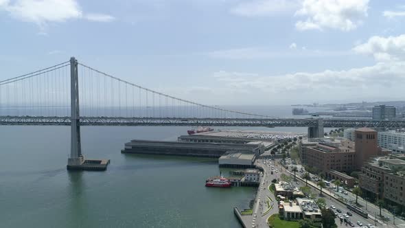 Aerial view of San Francisco and the Oakland Bridge