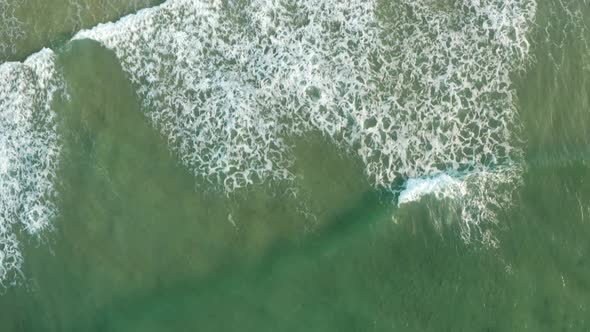 Aerial view of Poly Joke Beach, Polperro, Cornwall, United Kingdom.