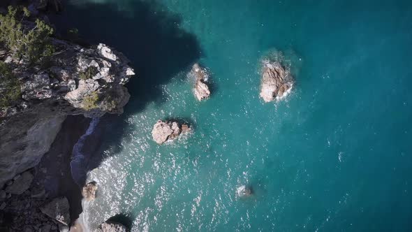 Majestic landscape with clear turquoise sea water in hot summer day.