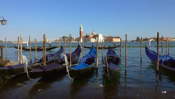 Gondolas Floating on Canal Grande in Venice, Italy