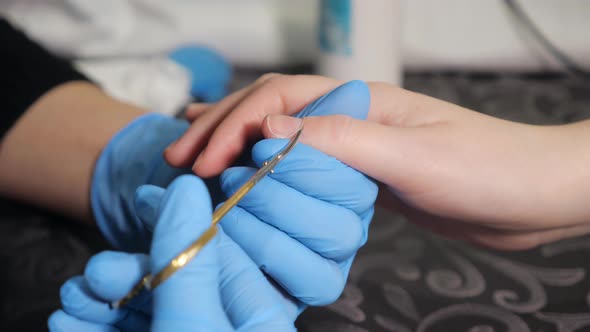 Close Up of Hardware Manicure in a Beauty Salon