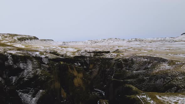 Drone Flight Over Landscape And Fjaorargljufur Canyon