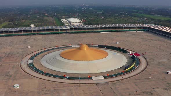 Aerial View of Wat Phra Dhammakaya Temple in Pathum Thani Province North of Bangkok Thailand