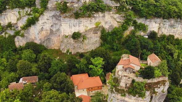 Tilt Down View Monastery In Katskhi, Georgia