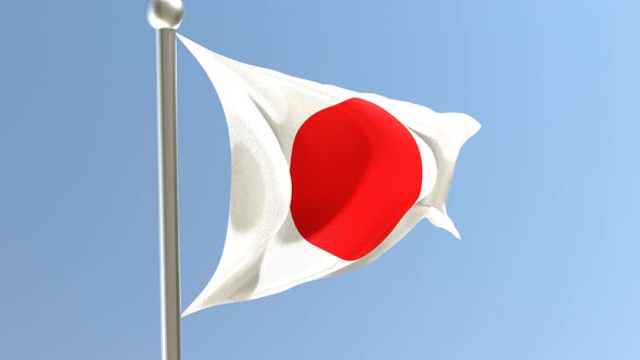 Japanese flag on flagpole.